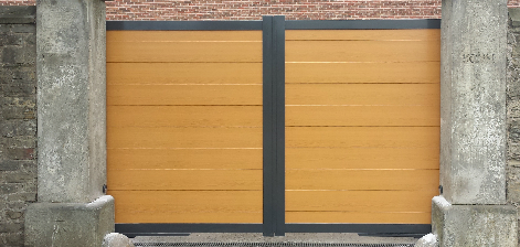 Beech wood effect aluminium gate coating